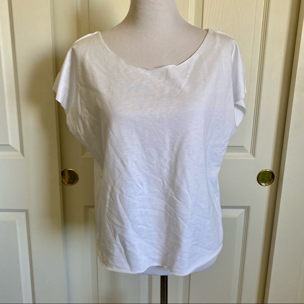 Next Level Apparel Terry Dolman Sleeve Womens White Boxy Scoop Neck Top NWOT L